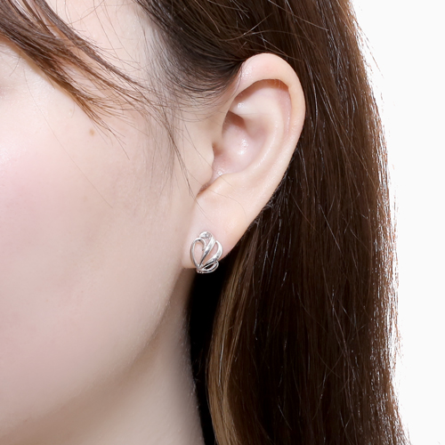 10金 イエロー＆ホワイト リバーシブル ピアリング スカシリーフ 6067-UK24