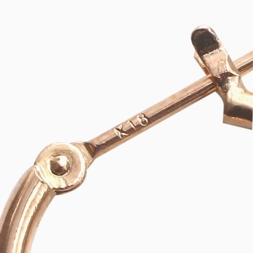 ＊きゃさりん＊18金【2×20mm 定番フープピアス】K18刻印入 新品！ 楽天市場】K18中折れ式ダイヤフープピアス(14mm 2点留め共有爪
