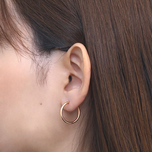 送料無料】正規品 18金/K18 18k/K18PG ピンクゴールド ピアス/フープ