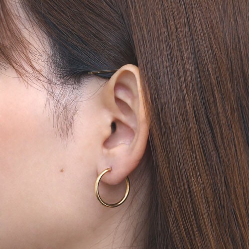 純金ピアス ピアス リング ゴールド 18金 フープピアス 15mm 1P 片耳用
