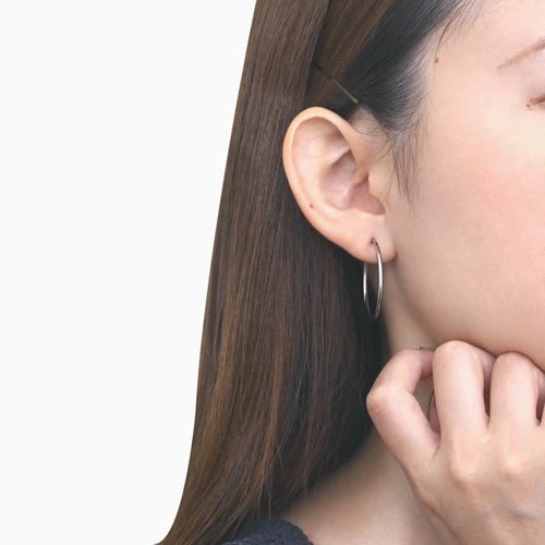 Pt900 シンプルフープピアス 約8×10mm /TSUTSUMI Pt900 シンプルフープピアス 約8×10mm /TSUTSUMI