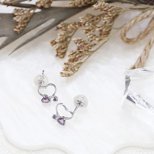 送料無料】18金/K18 K18WG/ホワイトゴールド アメジスト/天然石 ピアス  