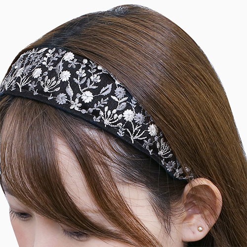 mina perhonen「twins」ヘッドドレス 刺繍　ヘアバンド DimMoire BABY..ヘッドドレス【Black】 ヘアバンド・カチューシャ
