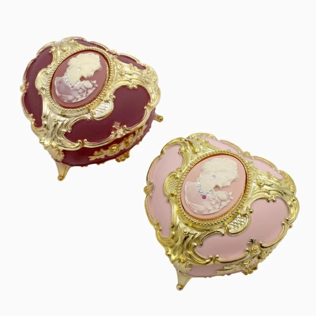 【送料無料】アメリカ SPRENDID ジュエリーケース オルゴール ジュエリーボックス/宝石箱 /ジュエリーケース カメオ/CAMEO アクセサリー 小物入れ ワインレッド ピンク 可愛い 収納 インテリア 贈り物 プレゼント 癒し アンティーク調 6282-JC25