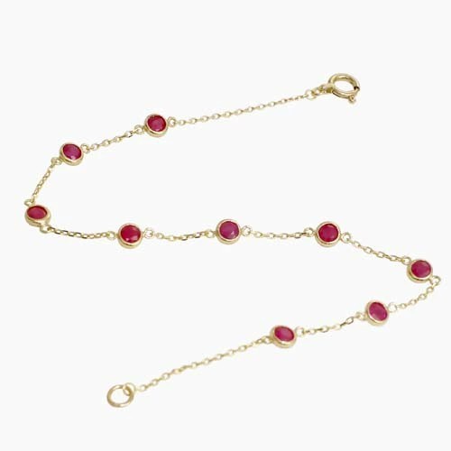 送料無料】10金/K10/K10YG イエローゴールド ルビー 9石 天然石