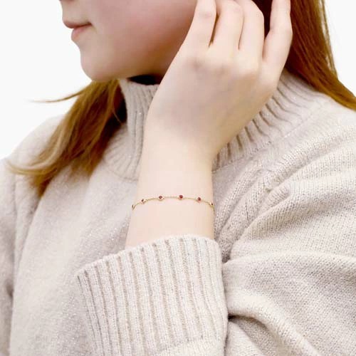 9色の宝石が散らばるおしゃれなブレスレット 17cm K10YG 【公式通販】