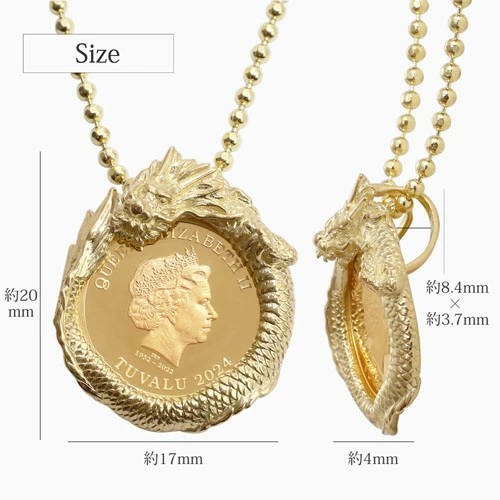 干支 タツ 辰 リアル ドラゴン 龍 コインペンダント アクセサリー