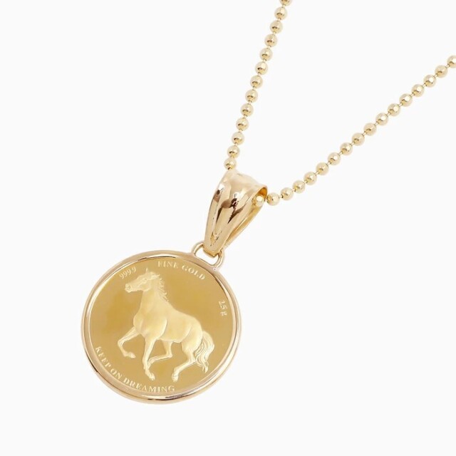 純金 K24 24金 999.9 2.5g GOLD ゴールド COIN コイン コインペンダント ホース 馬 馬蹄 バテイ スターホース スイス製 パンプ社 金貨 18金 K18 フセコミ枠 カットボールチェーン付き  6341-HG25