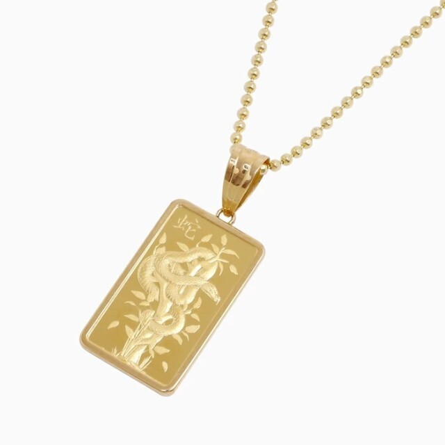 純金 K24 24金 ゴールド GOLD 5g インゴットペンダント コイン COIN インゴット 蛇 ヘビ スネーク 御守り 魔除け ペンダント 18金 フセコミ枠  6342-HG25