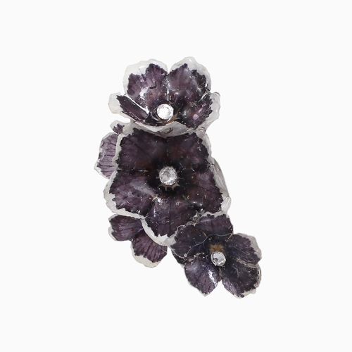 【送料無料】天然素材 ドライフラワー ネモフィラ 黒紫 シック お花 フラワー イヤーカフ イヤリング イヤークリップ 片耳用 女性 レディース 6345-LL25