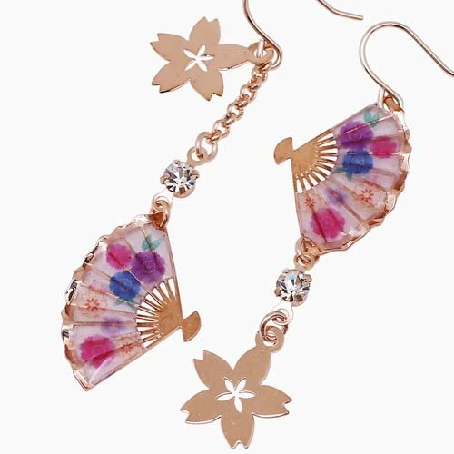 ピアス 樹脂ピアス 和風ピアス フック式 扇子 センス 春のうたげ 桜