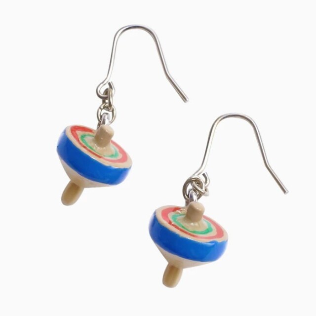 ピアス 樹脂ピアス 和風ピアス フック 昔あそび 駒 こま回し コマ