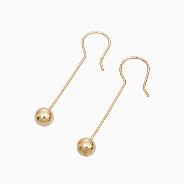 【送料無料】10金 K10 10k ゴールド GOLD ピアス 地金 フック式 ボールモチーフ スティック 可愛い 華奢 デザイン お洒落 女性 レディース  6377-UK25