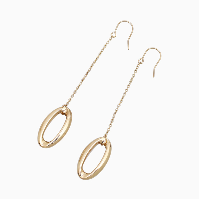 【送料無料】10金 K10 10k ゴールド GOLD ピアス 地金 フック式 チェーン チェーンピアス 小豆 オーバル オープンオーバル シンプル 華奢  6382-UK25