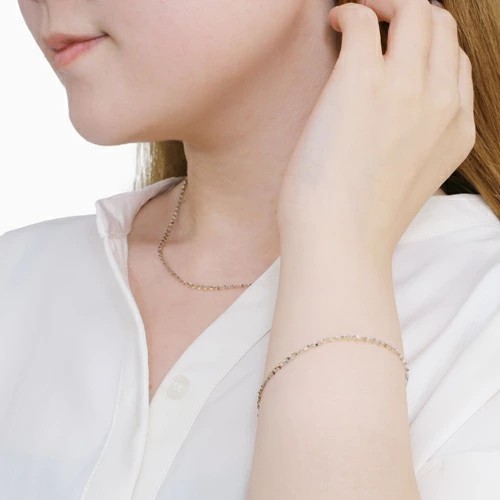 pt850 スパイラルアバカス・ペタルチェーン45cm 重ね付けも 18K