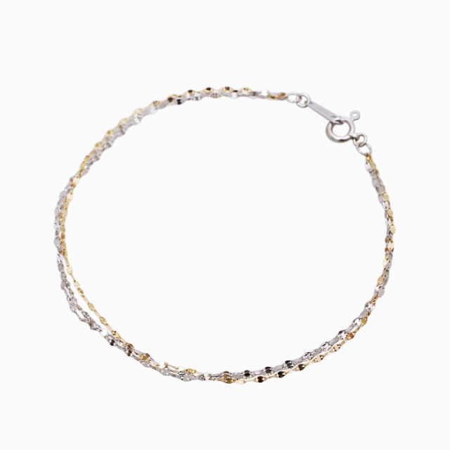 18金 K18 18k プラチナ Pt850 PLATINUM GOLD 3連 同寸 18cm 0.8g ブレスレット ペダル ペタル チェーン キラキラ 上品 女性 レディース 6386-NM25