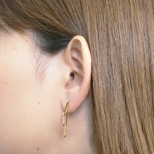 送料無料】18金 K18 18k GOLD ゴールド 地金 ピアス 小豆チェーン