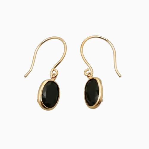 送料無料】K10 10金 GOLD ゴールド フック式 オニキスOnyx ピアス