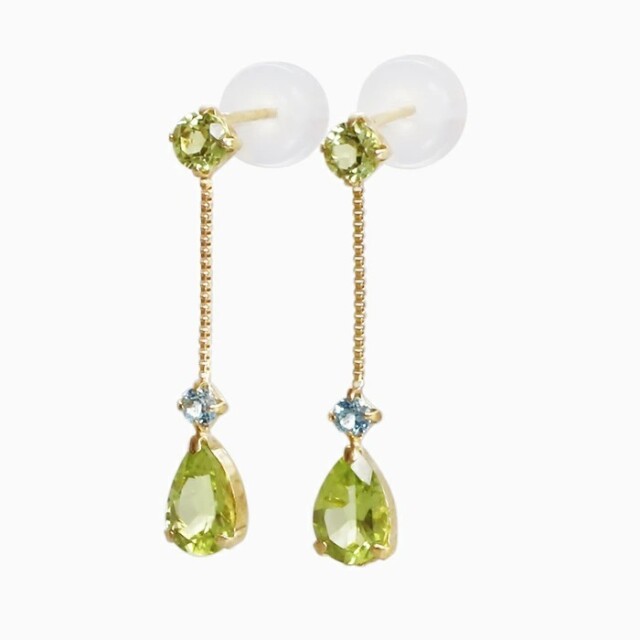 【送料無料】K10 10金 GOLD ゴールド スタッド式 雫 しずく 涙型 ティアドロップ ドロップ型 ペリドット ブルートパーズ 両耳 軽い 華奢 控えめ 揺れて輝く ピアス ジュエリー アクセサリー 6466-MH25