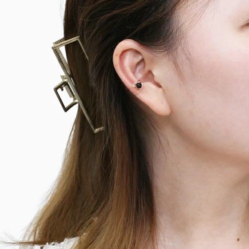 オニキス ピアス クリップ式 ゴールド 送料無料】18金 K18 ゴールド GOLD オニキス Onyx ハニークォーツ