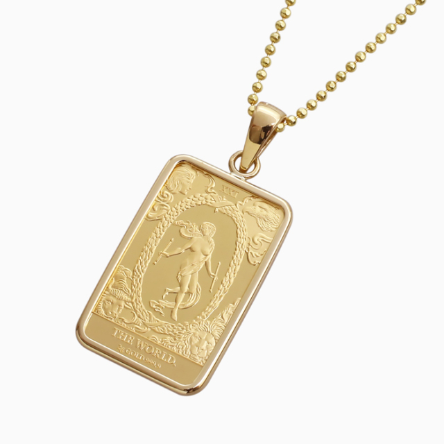 純金 K24 24金 ゴールド クック諸島 GOLD インゴット 金貨 ペンダント 2g 縦19mm タロットカード 完成 達成 調和  6594-MS26
