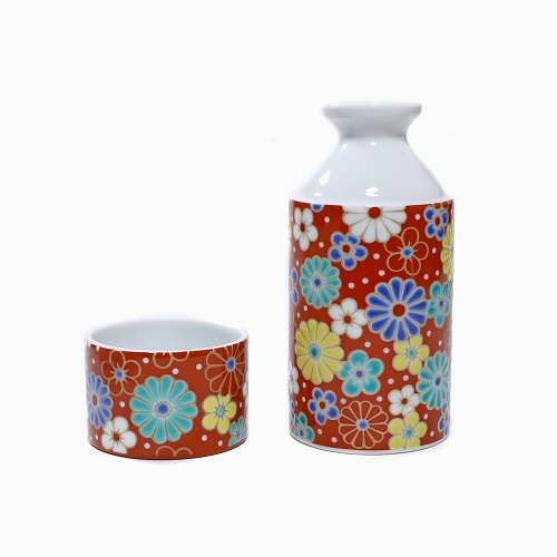 九谷焼 酒筒（徳利＆お猪口） <北陸伝統工芸> 梅菊 7088-SK22