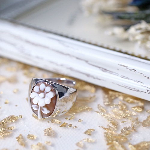 ヴィンテージブローチ&ペンダント カメオ シェル シルバー  