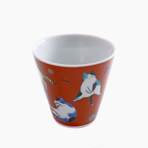 九谷焼 縁起猪口（ぐい飲み） <北陸伝統工芸> 猫 7106-SK23