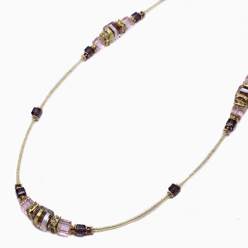 ベネチアンガラス ネックレス ダッディ・ビオラ・ロングネックレス パープル 100cm イタリア製 キアラ　7131-IN23