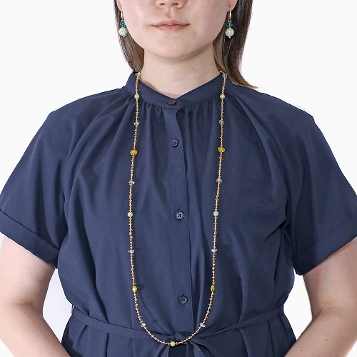 イタリア製 <INES design> パリード・ロング・ネックレス グリーン 7138-IN23