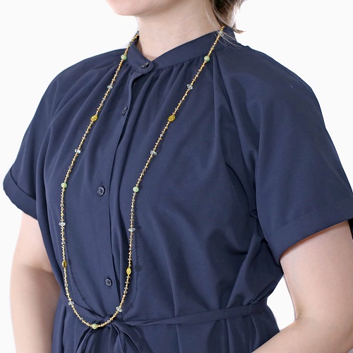 イタリア製 <INES design> パリード・ロング・ネックレス グリーン 7138-IN23