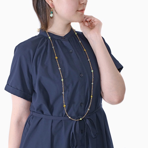 イタリア製 <INES design> パリード・ロング・ネックレス グリーン 7138-IN23