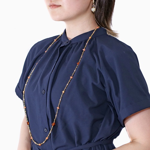 イタリア製 <INES design> パリード・ロング・ネックレス ピンクレッド 7139-IN23