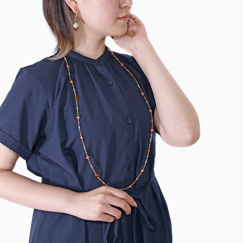 イタリア製 <INES design> パリード・ロング・ネックレス ピンクレッド 7139-IN23