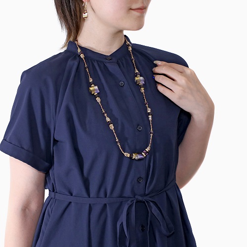イタリア製 <INES design> エジステンザ・ロング・ネックレス パープル系 7141-IN23