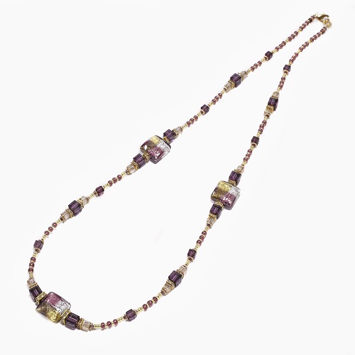 イタリア製 <INES design> エジステンザ・ロング・ネックレス パープル系 7141-IN23