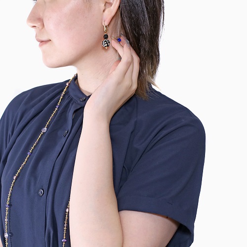 イタリア製 <INES design> チェルシオ・ピアス ブラック 7146-IN23