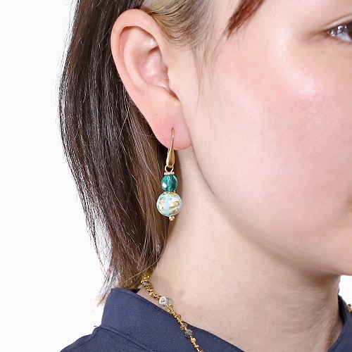 イタリア製 <INES design> チェルシオ・ピアス グリーン 7148-IN23
