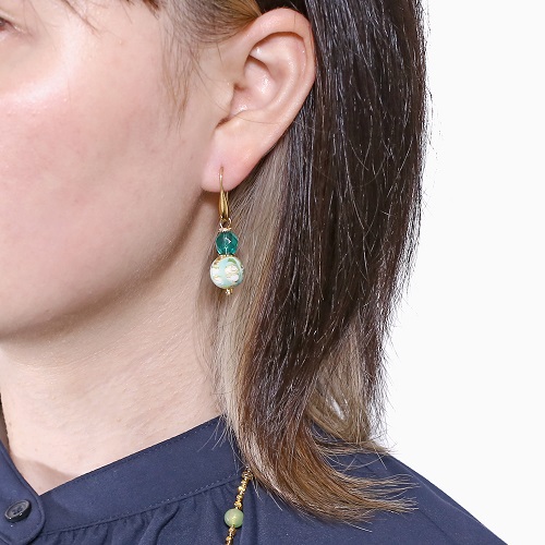 イタリア製 <INES design> チェルシオ・ピアス グリーン 7148-IN23