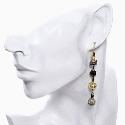 イタリア製 <INES design> ゴージャスシェイク・ピアス ブラック系 7149-IN23