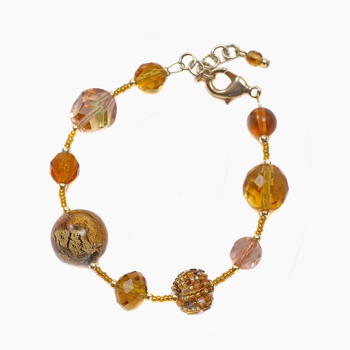 イタリア製 <INES design> マキシ・ブレスレット ブラウン系 7152-IN23