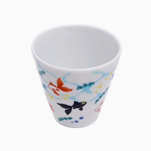 【日本製】九谷焼 縁起猪口（ぐい飲み）北陸伝統工芸 金魚 7177-SK23