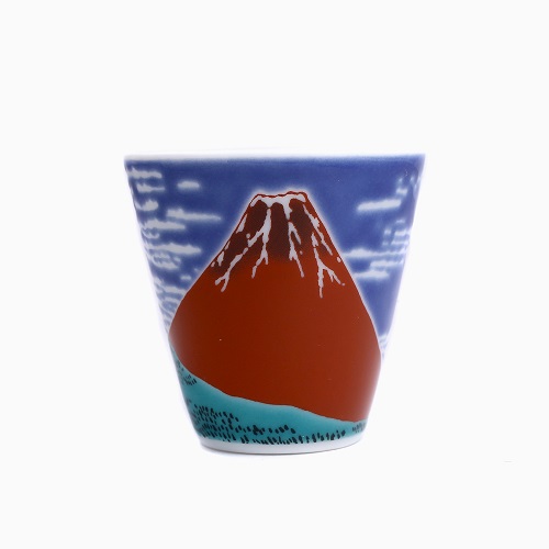【日本製】九谷焼 縁起猪口（ぐい飲み）北陸伝統工芸 赤富士 7180-SK23