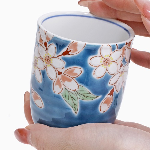 【日本製】九谷焼 湯呑 四季の花 桜 7190-SK24