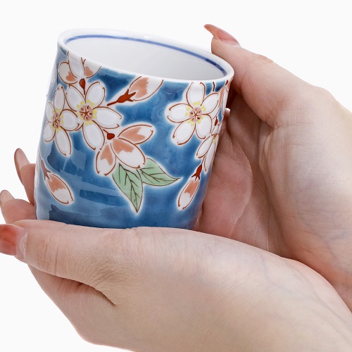 【日本製】九谷焼 湯呑 四季の花 桜 7190-SK24