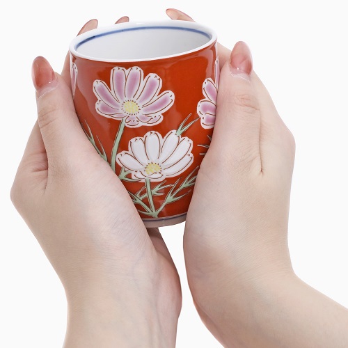 【日本製】九谷焼 湯呑 四季の花 コスモス 7191-SK24