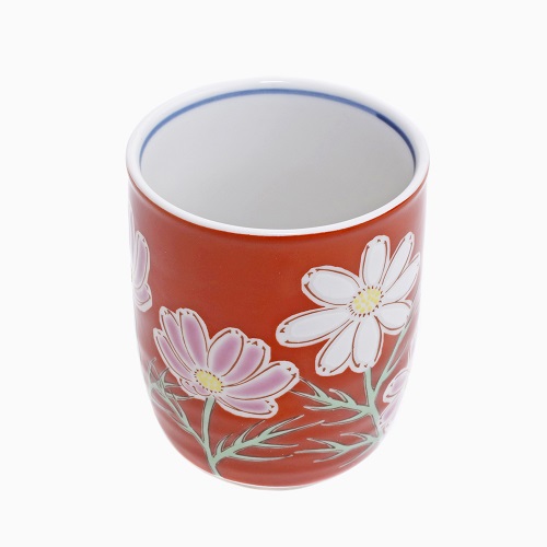 【日本製】九谷焼 湯呑 四季の花 コスモス 7191-SK24