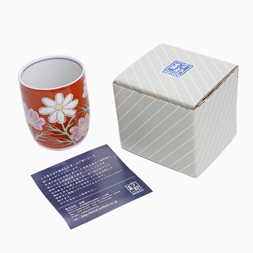 【日本製】九谷焼 湯呑 四季の花 コスモス 7191-SK24