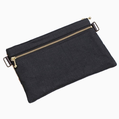 【日本製】インド刺繍リボン 手作りポーチ (黒蝶) 7195-LL24