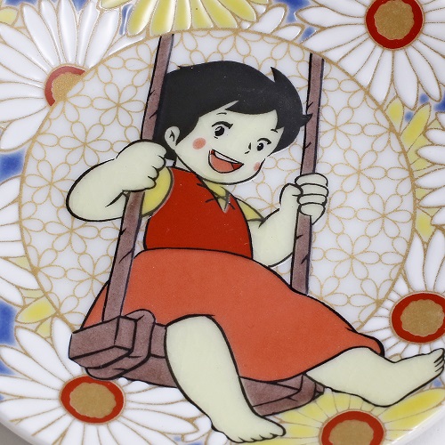 九谷焼 アルプスの少女ハイジ 小さなお皿 花模様 ハイジのブランコ 7200-SK24